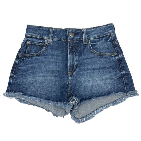 GUESS Vintage-Inspired Frayed Mom Denim Short 25 - Picture 5 of 10